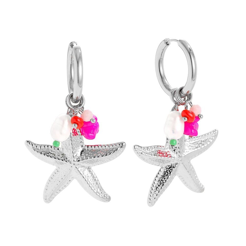 Starfish statement earrings silver