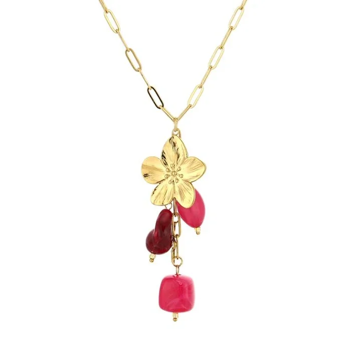 Flower statement necklace gold