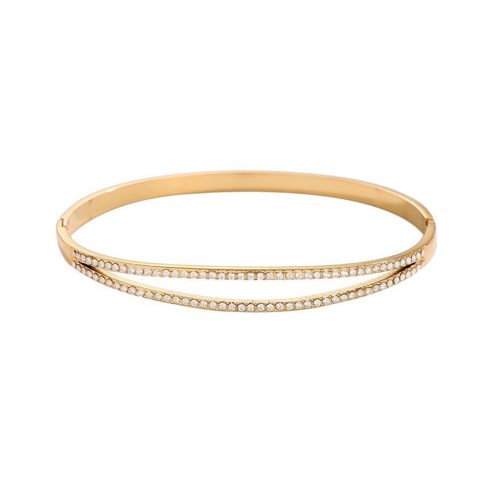Double layered bangle gold