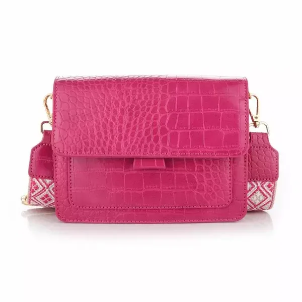 Full croco bag small fushia