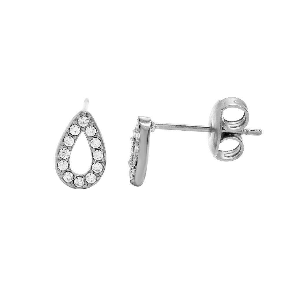Zircon drop stud earrings silver