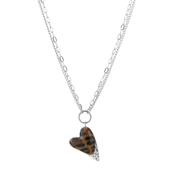 Heart of a leopard necklace silver