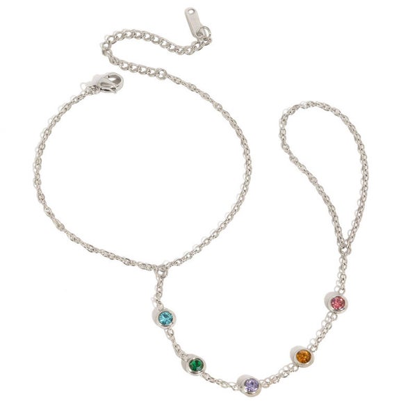 Rainbow hand chain silver