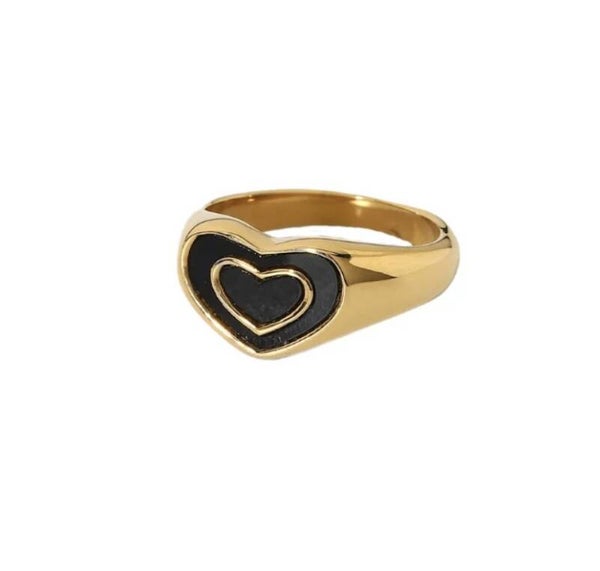 Coloured heart ring parelmoer/gold