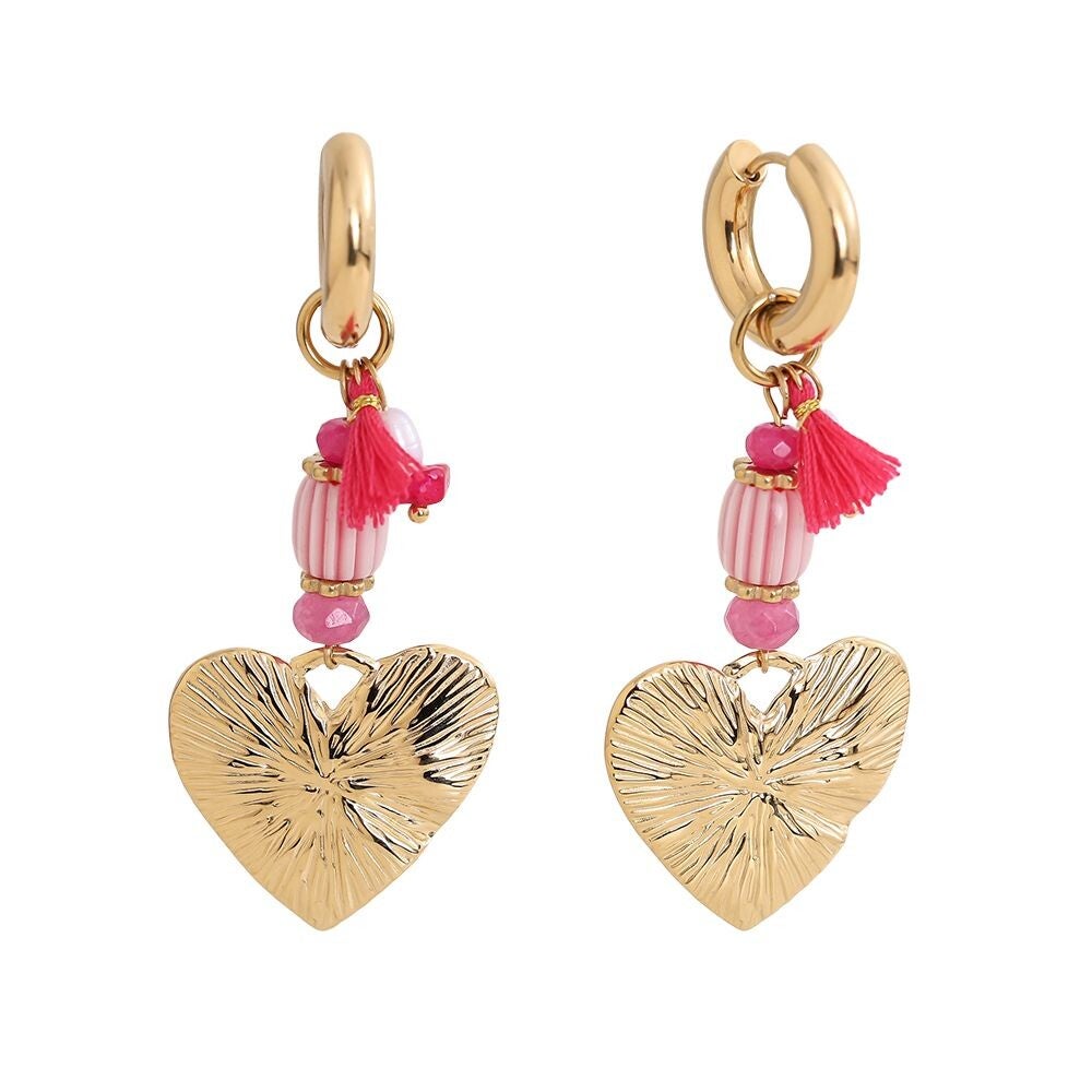 Heart of steel earrings gold