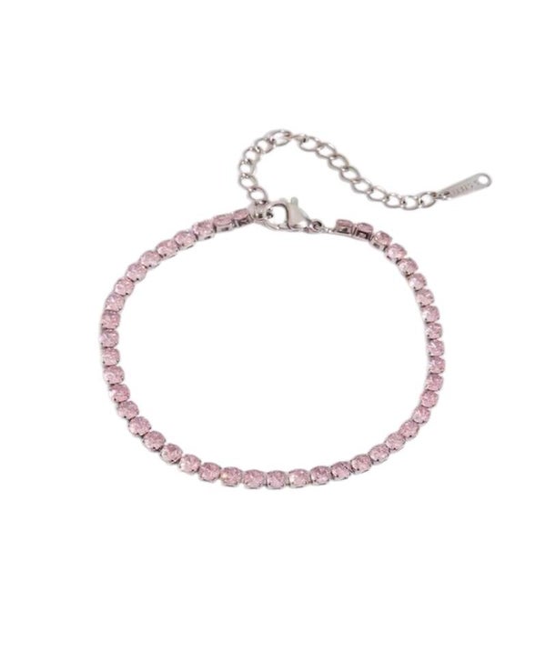 Pink WOW tennis bracelet silver