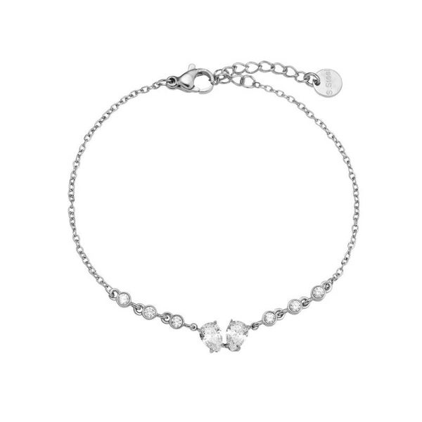 Zircon twin bracelet silver