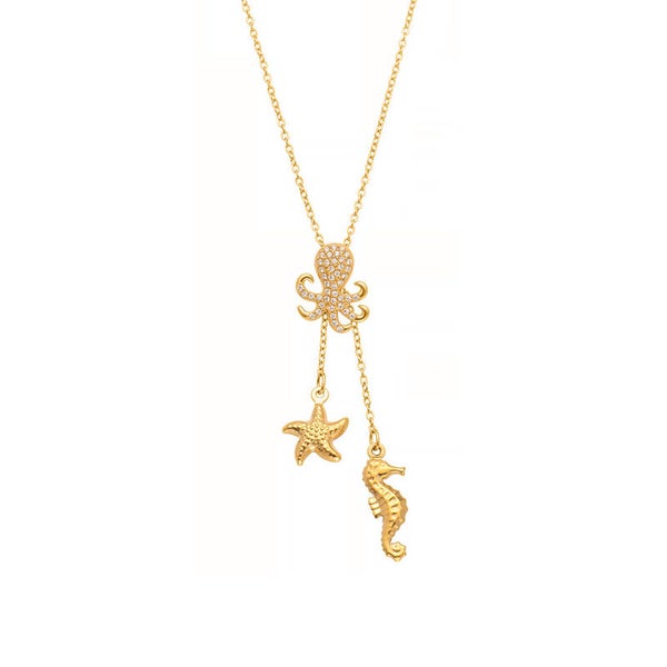 Ocean life necklace gold
