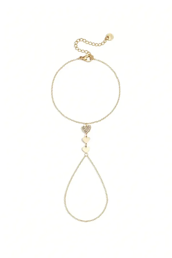 Triple heart hand chain gold