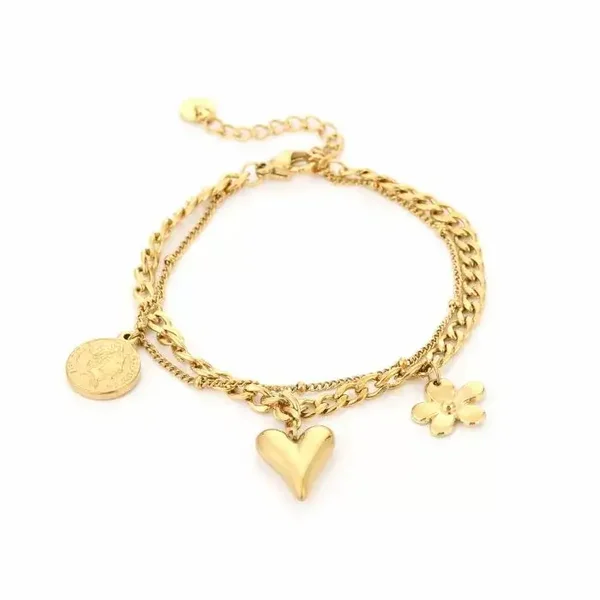 Double charms bracelet gold