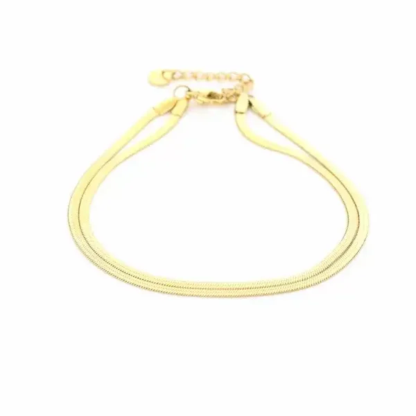 Double flat snake anklet gold
