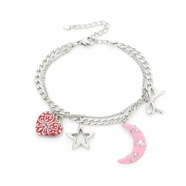 Colourful charms bracelet silver