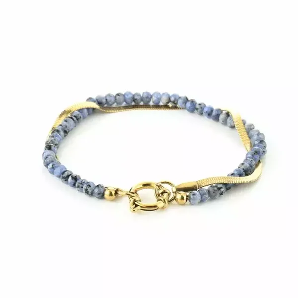 Blue beads snake bracelet gold