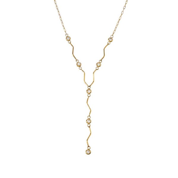 Y wave necklace gold