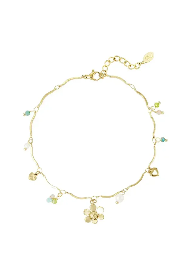 Summer flower charm anklet gold