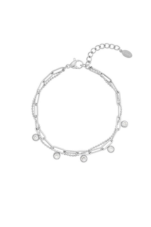 Double layered sparkle bracelet silver