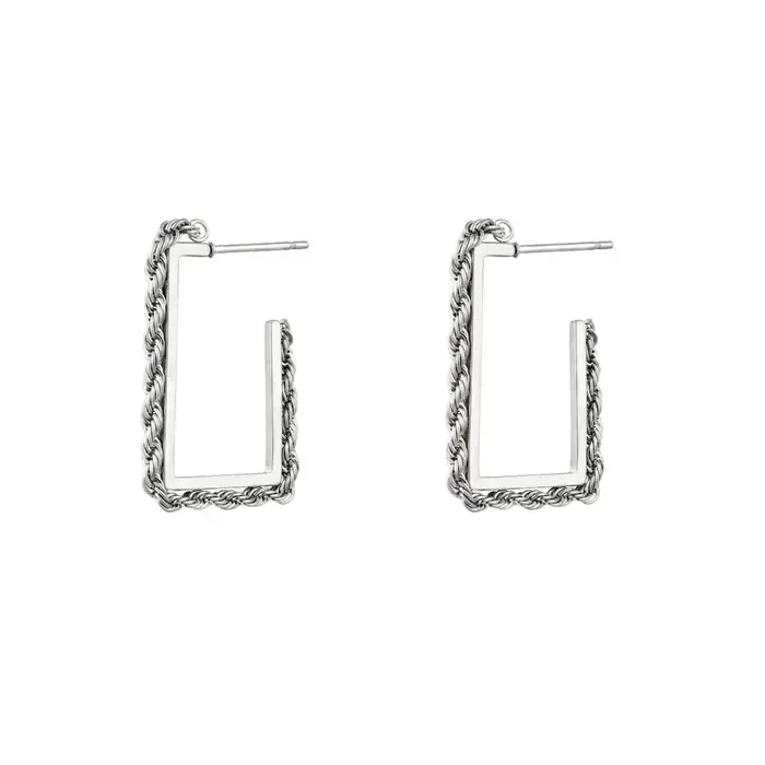 Chain rectangle earrings silver