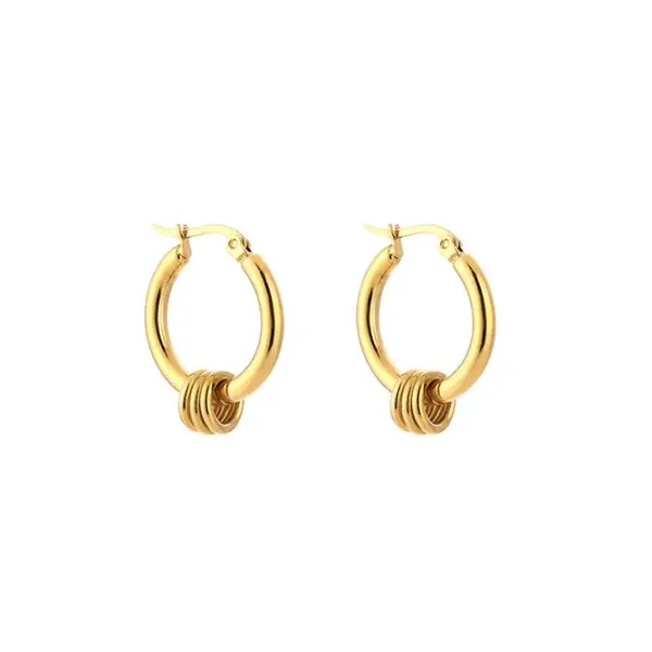 Hoops with tiny rings gold
