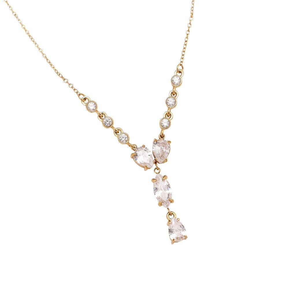 Zircon waterfall necklace gold