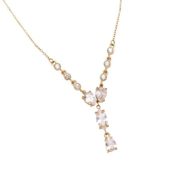 Zircon waterfall necklace gold