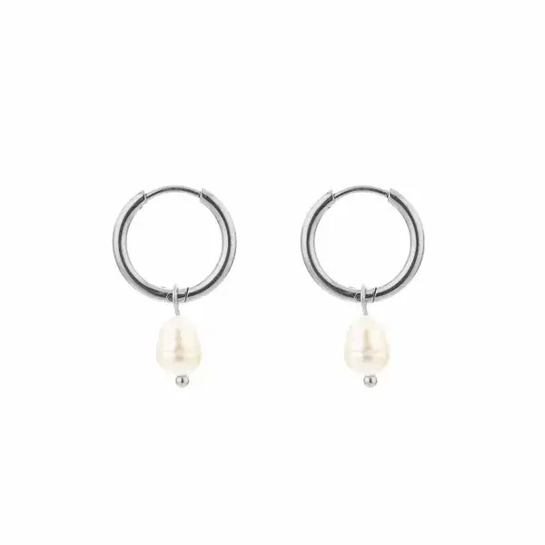 Modest pearl earrings silver