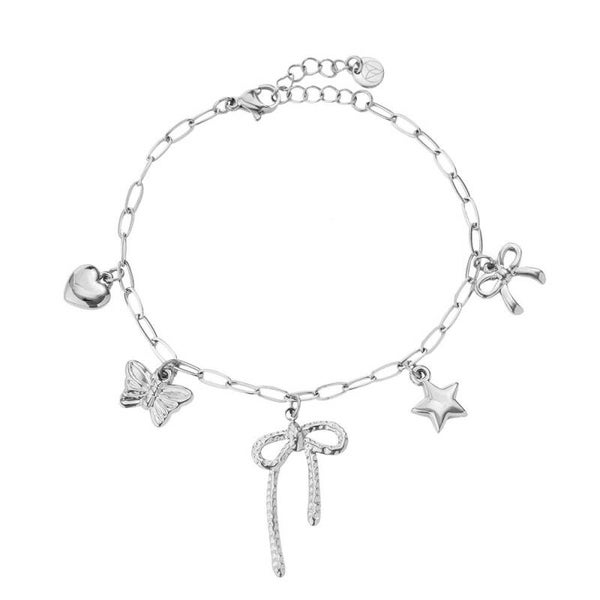 Hanging bow tie bracelet silver