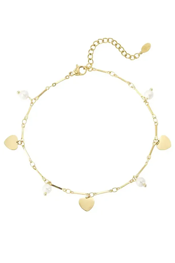 Pearl love anklet gold