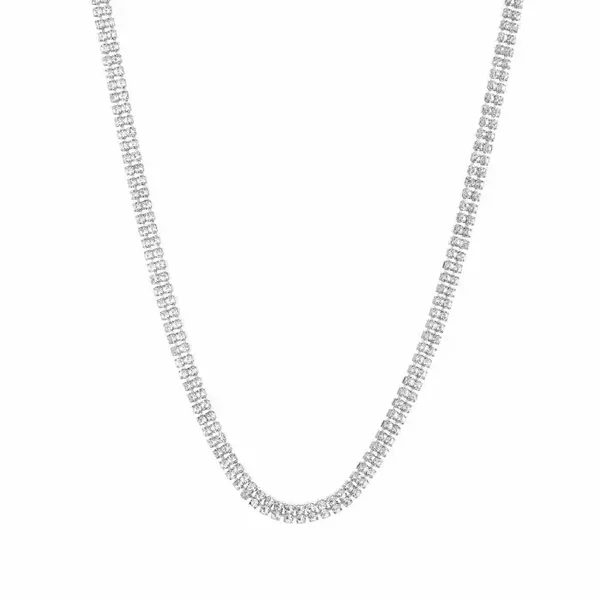 Rhinestone party necklace silver