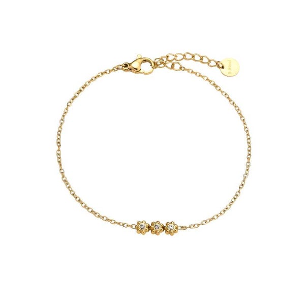 Flowers with diamond bracelet gold