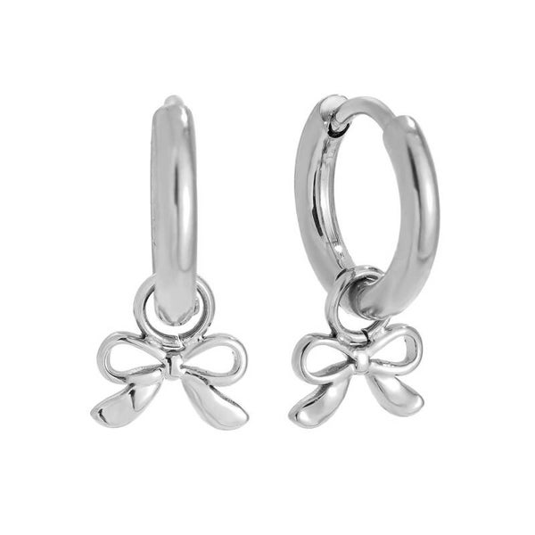 Tiny bow tie earrings silver