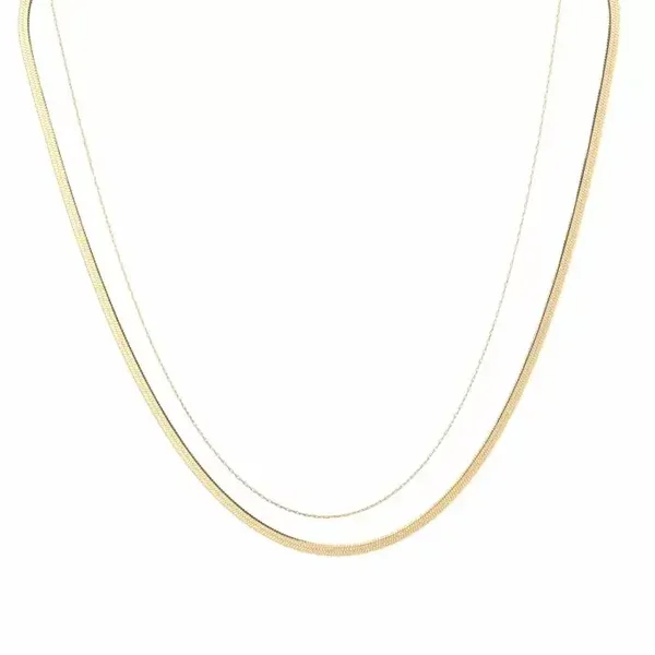 Double flat necklace gold