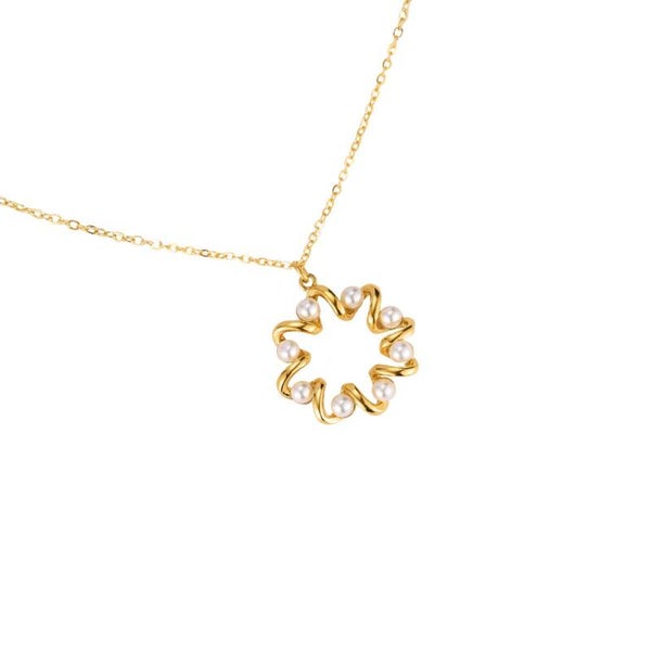 Twisted pearl necklace gold