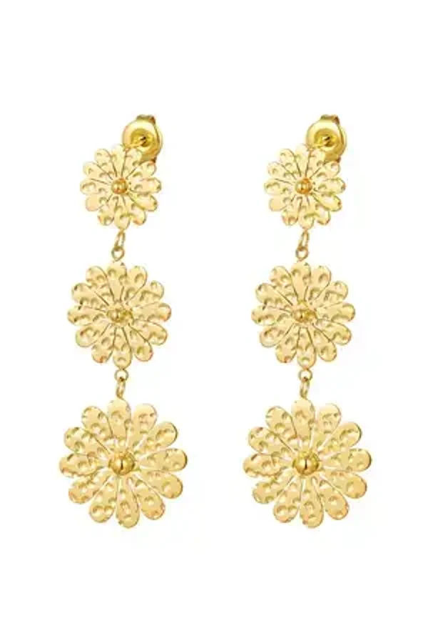 Hanging flower earrings gold