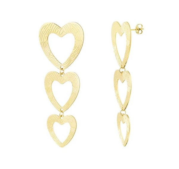Pattern heart earrings gold