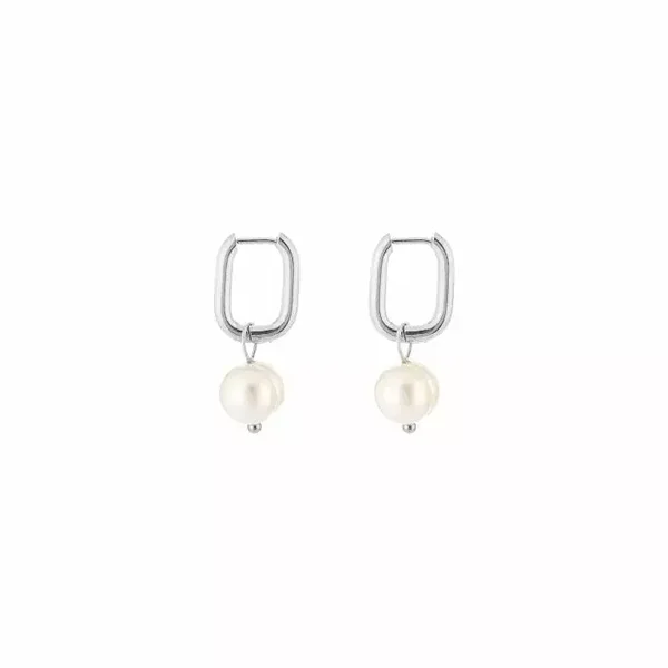 Rectangle pearl earrings silver