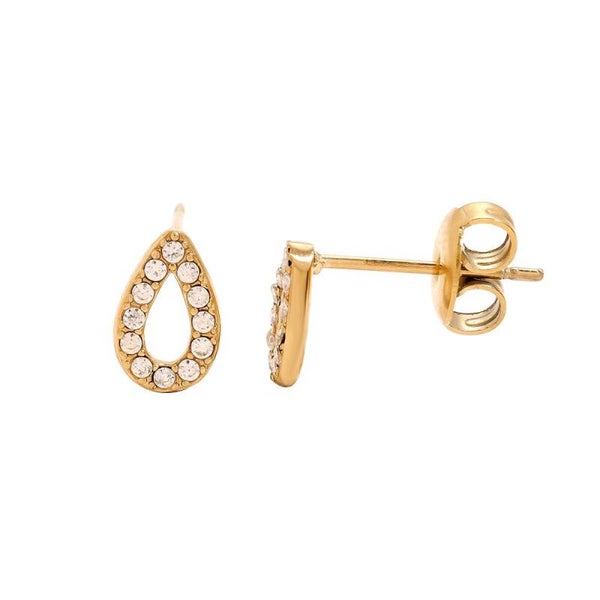 Zircon drop stud earrings gold