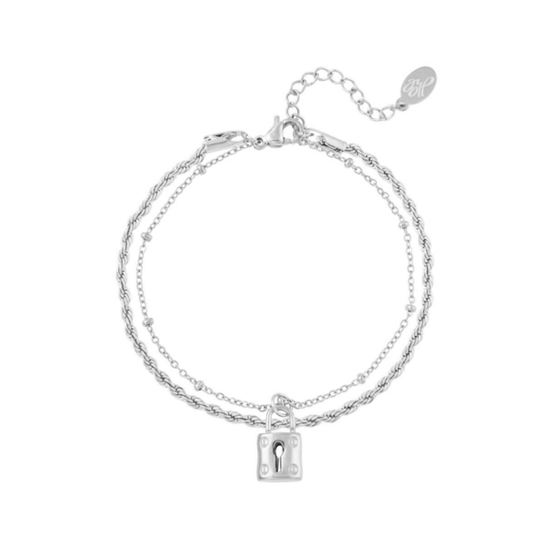Double lock bracelet silver