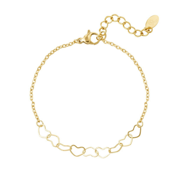 Linked hearts bracelet gold