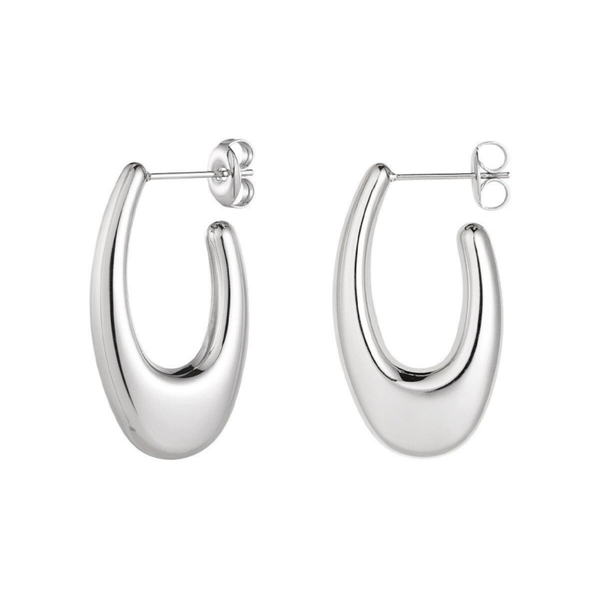 Round aesthetic earrings silver