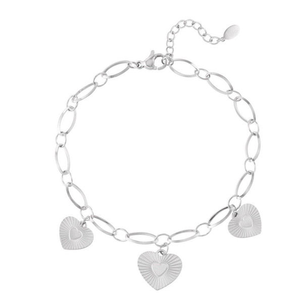 Three heart coins bracelet silver