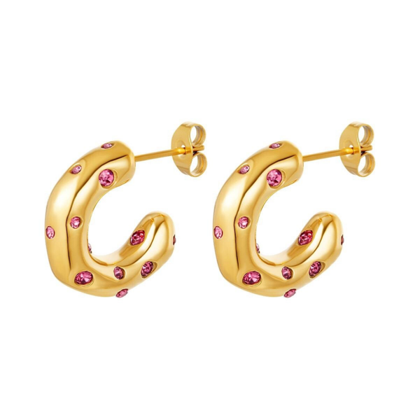 Pink zircon party earrings gold