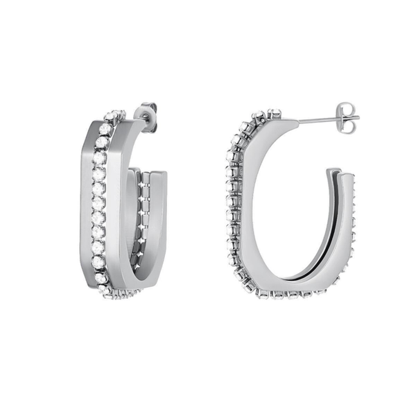 Oval diamond zircon earrings silver