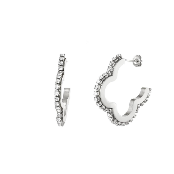 Zircon diamond clover earrings silver