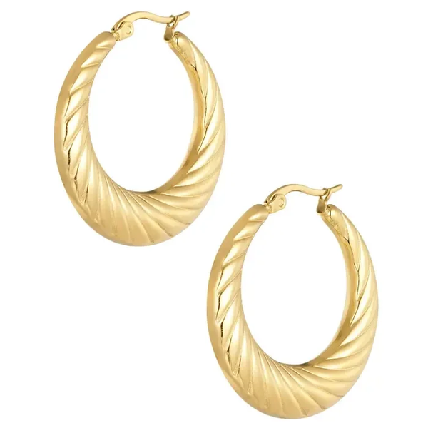 Striped hoop earrings gold