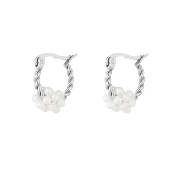 Pearls all over earrings silver