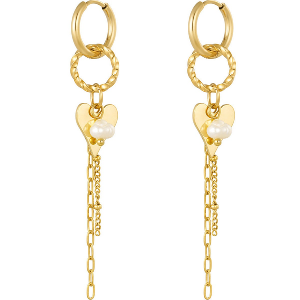Chain/heart party earrings gold