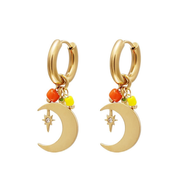 Dangling moon earrings gold