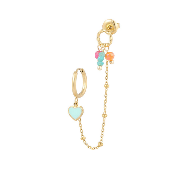 Double summer love earring blue gold