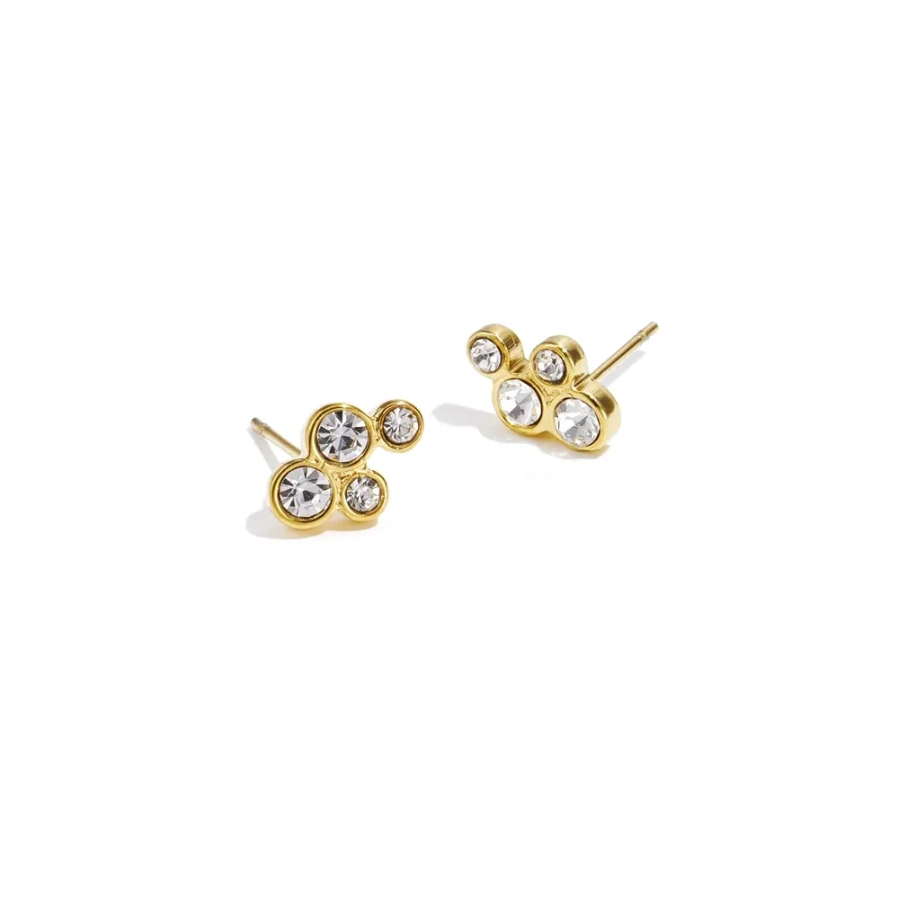Rhinestone stud earrings gold
