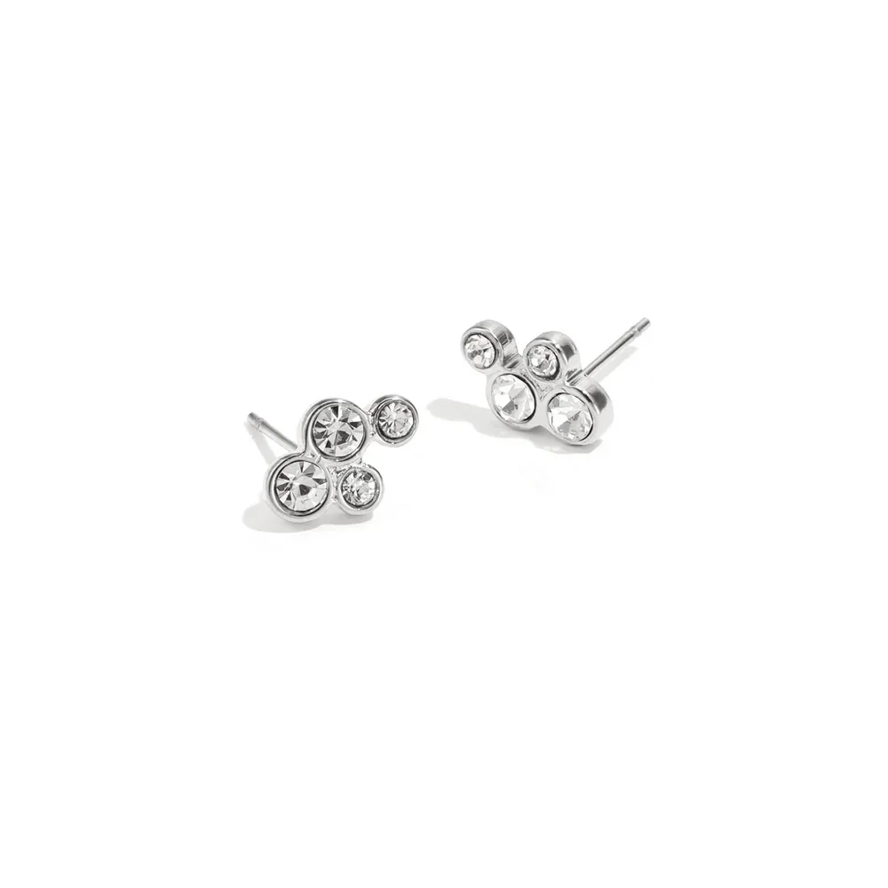 Rhinestone stud earrings silver